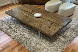1 x Rectangular Black Palm Wood Topped Coffee Table with Chrome Legs, 1.7-Metres Long - Ref: