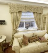 Pair of Bespoke Lined Curtains with Pelmet Box, Voile and Tie-Backs