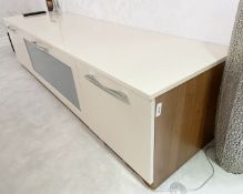 1 x Laquered 3-Door TV Media Unit / Sideboard with Chromed Handles - Ref: HF268 / GRYBD - CL1049 -