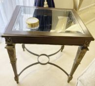1 x Glass-Topped Side Table with a Dark Wood Frame - Ref: AAS148 / OCC-LNG - CL1049 - NO VAT ON