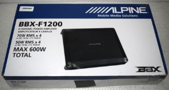1 x Alpine 4 Channel 600w Power Amplifier - Model BBX-F1200 - RRP £130 - New and Boxed - Ref: