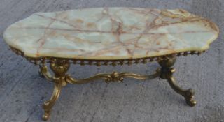 1 x Brass And Onyx Coffee Table - NO VAT ON THE HAMMER - Ref: THH112 - CL1048 - Location: Altrincham
