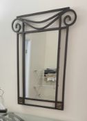 1 x Stylish Wrought Iron Wall Mirror - Ref: HP285B / BED - CL1049 - NO VAT ON THE HAMMER - Location:
