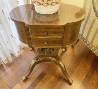 1 x Victorian-style Burr Walnut 2-Drawer Lamp Table - NO VAT ON THE HAMMER