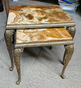 Pair Of Vintage Marble Topped Nesting Tables With Metal Legs And Frame - NO VAT ON THE