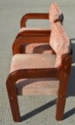 Pair of Commercial Mid-Century-style Bridge Chairs with Wooden Armrests, Upholstered in a Premium
