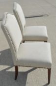 Pair of Elegant Upholstered Restaurant Fine Dining / Occasional Chairs with Wooden Sabre Legs and