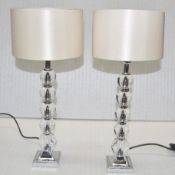Pair of Heathfeild and Co. Luxury Crystal Glass Table Lamps with Drum Shades