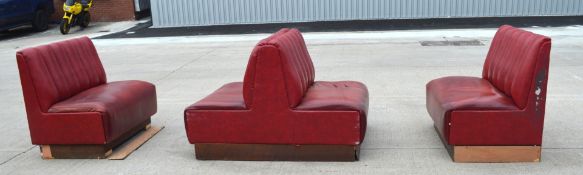 1 x Large Collection of Restaurant / Bar Seating Booths Suitable for Upto 20 Persons - Deep Red Faux