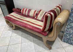 1 x Luxurious Rattan Chaise Longue Spa Day Bed with Velvet Upholstered Cushions - NO VAT HAMMER