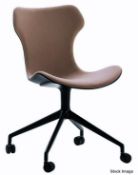 1 x B&B ITALIA 'Papilio Shell' Italian Leather Designer Swivel Chair in Tan - Original Price £1,045