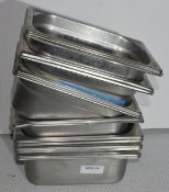 13 x Stainless Steel 1/4 Gastro Pans - Size: H10 x W26.5 x 16 cms