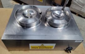 1 x Lincat LRB2 Twin Pot Baine Marie - 240v - Stainless Steel Construction - Dimensions: H24 x W56