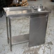 1 x Stainless Steel Sink Unit Featuring a Removable Wash Bowl, Prep Area and Undershelf -