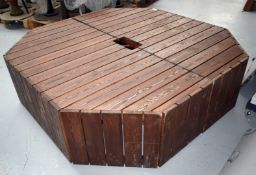 1 x Octagon Slatted Seating Bench with a Central Hold for Cables, Parasols and More