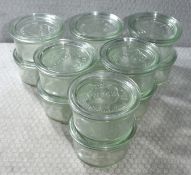 40 x Weck 80ml Rundrand Glass Sauce/Desert Jars with Lids - Approx RRP £200 - Size: 5.5 x 6 cms