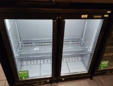 1 x GAMKO Two Door Back Bar Bottle Cooler - Dimensions: H90 x W90 x D57 cms
