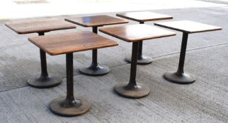6 x Restaurant Dining Tables Featuring Oak Wooden Tops with Wooden Tulip Style Pedestal Bases