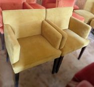 Pair of Bespoke Velvet Hand-Upholstered Chairs in Burnt Orange - Made in the UK - Original