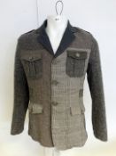 1 x DESIGUAL Men's Patchwork Herringbone Wool Rich 3-Button Jacket Blazer - Size: IT/EU50 *RARE*