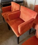 Pair of Bespoke Velvet Hand-Upholstered Chairs in Burnt Orange - Made in the UK - Original