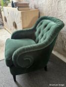 1 x CH Sumptuous Deep Green Velvet Upholstered Armchair - Original RRP £1,495
