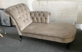 1 x Bespoke Elegant Chesterfield-style Button-back Chaise Lounge, Richly Hand-Upholstered in a