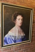 1 x Framed 1.2-Metre Tall Portrait of a Lady Wall Art with Necklace - Recently Removed from a Luxury