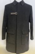 1 x Genuine PRADA Men's Luxury Italian Virgin Wool Long Overcoat With Leather Strap Closure In