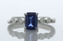 Platinum Emerald Cut Sapphire And Diamond Ring(S 0.96) 0.21 Carats