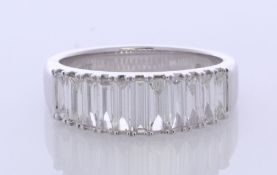 18ct White Gold Semi Eternity Baguette Cut Diamond Ring 1.08 Carats
