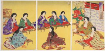 Chikanobu, Poetry Meeting, Antique, Bijin-ga