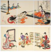 Chikanobu, Set of 2 Ukiyo-e, Chiyoda Palace