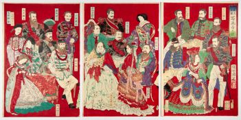 Chikanobu, Emperors, Japanese Triptych