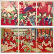 Chikayoshi, Set of 2 Prints, Kuniaki, Cherry Blossom