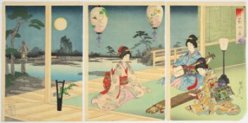 Chikanobu, Ensemble in the Moonlight, Ukiyo-e