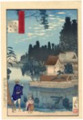 Hiroshige III, Yanagi Bridge, Asakusa, Japanese Art