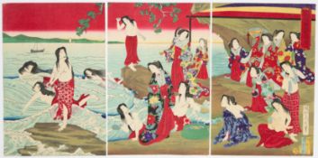 Chikanobu, Empress, Ama Divers, Japanese Print