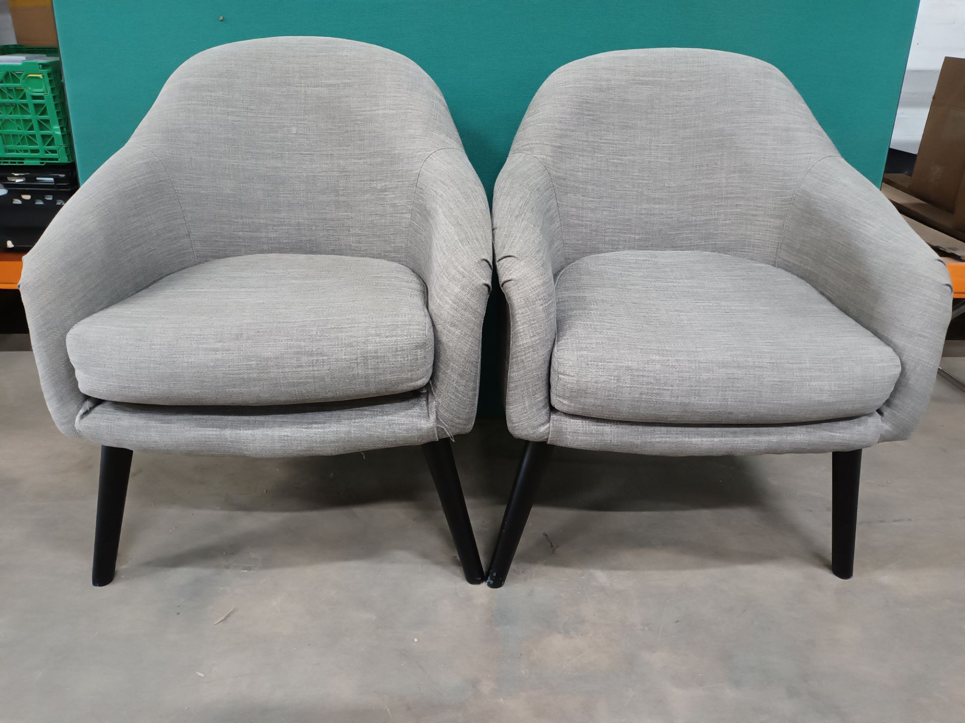2 x Fabric Office Armchairs - Stone Grey