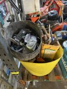 Tub Of Various Assorted Handheld Tools/Hard Hats - Please View Image For Further Detail.