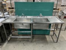 Commercial Stainless Steel Dual Sink With Faucet & Grease Trap