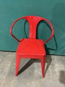 4 x Red Metal Dining Chairs