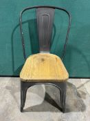 6 x 6 x Black Metal Dining Chairs W/ Wooden Seat