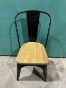 6 x Black Metal Dining Chairs W/ Wooden Seat