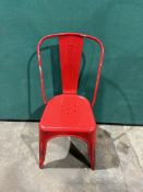 9 x Red Metal Dining Chairs