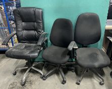 3 x Various Wheeled Office Chairs - As Pictured