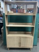 Frances Woven Rattan Tall Bookcase with Doors