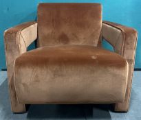 2 x Brown Sude Arm Chairs