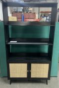 Frances Woven Rattan Tall Bookcase with Doors