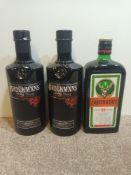 4 x Mixed Lot Of Spirits - 2 x Brockmans Premium Gin - 1 x Jagermeister